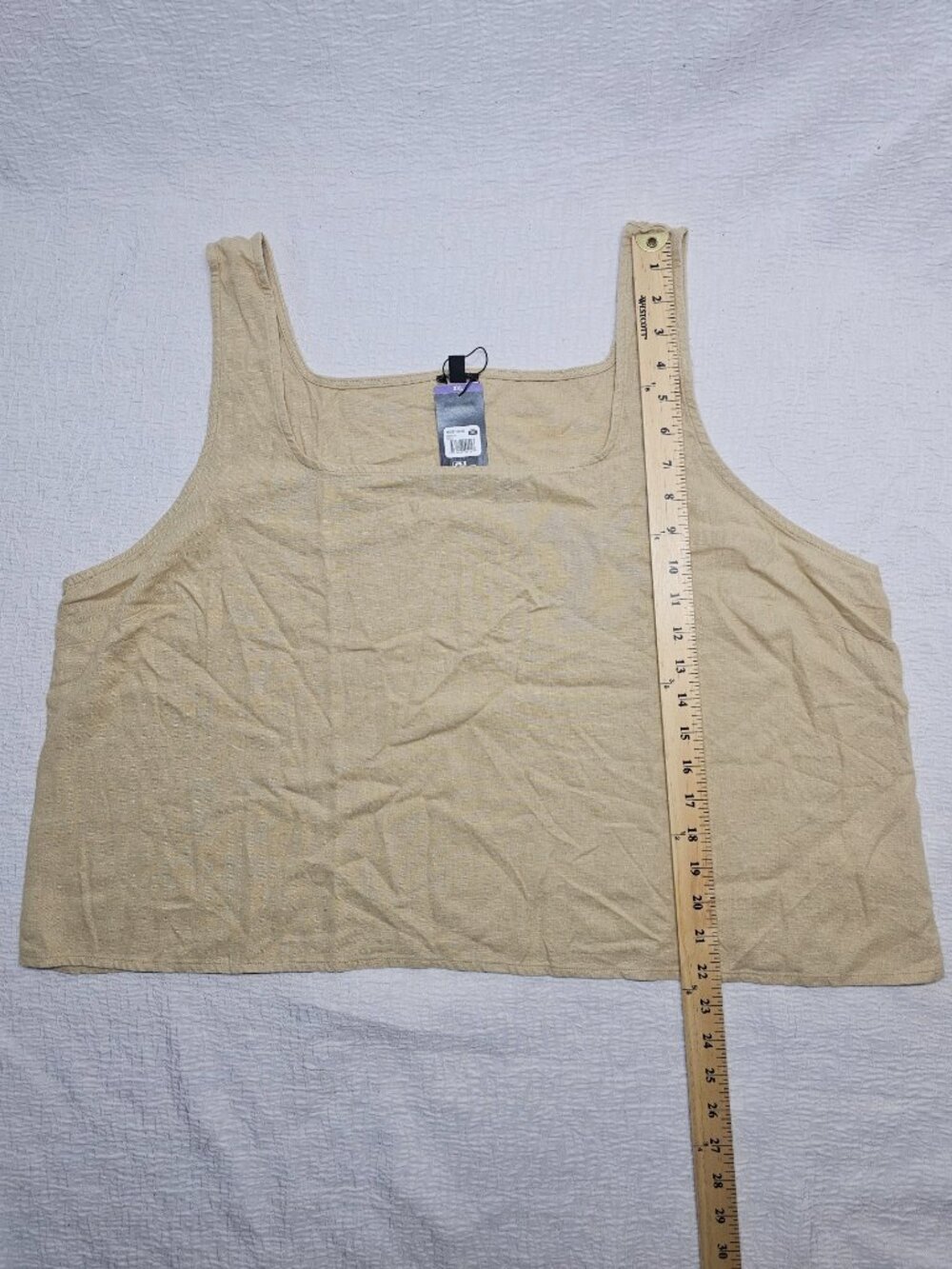 Express Women's Sleeveless  Lightweight Soft Linen Tank Top Cream - Picture 6 of 7